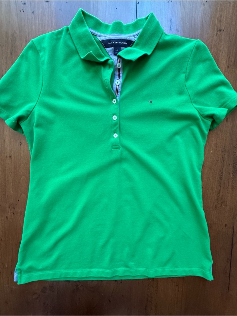 Preppy Charleston Frat Boy Basic Tommy Hilfiger Womens Green Polo Shirt